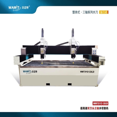WMT3112-ZALD Laminated Glass Water Jet Cutter with Control Accuracy ±0.01mm and 60000psi Intensifier Pump
