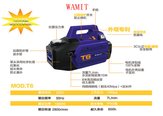 1800W 130bar 220v Home Cold Water High Pressure Cleaner for car Dual Use